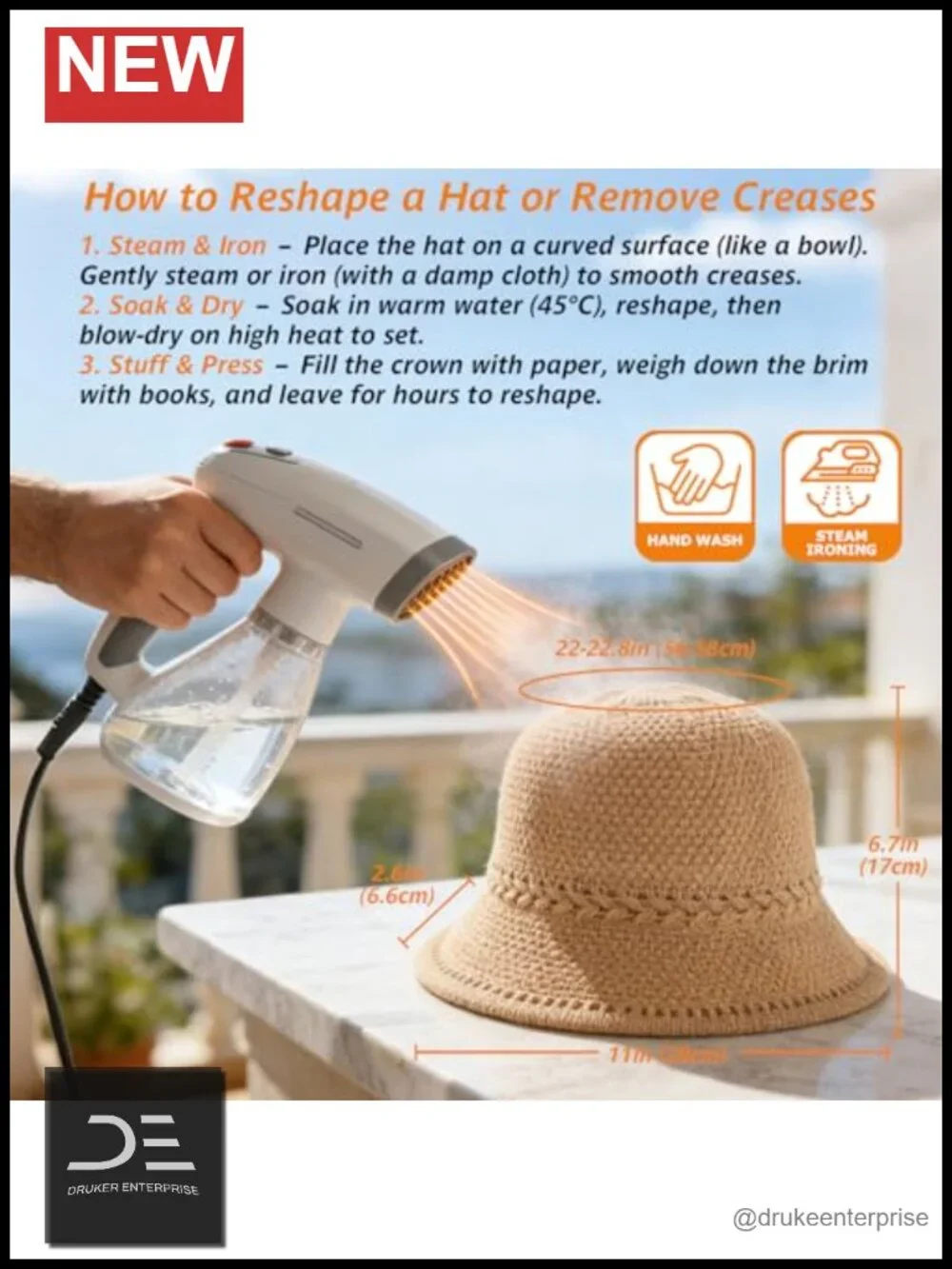 Faux Straw Bucket Hat with Adjustable Fit and UV Protection